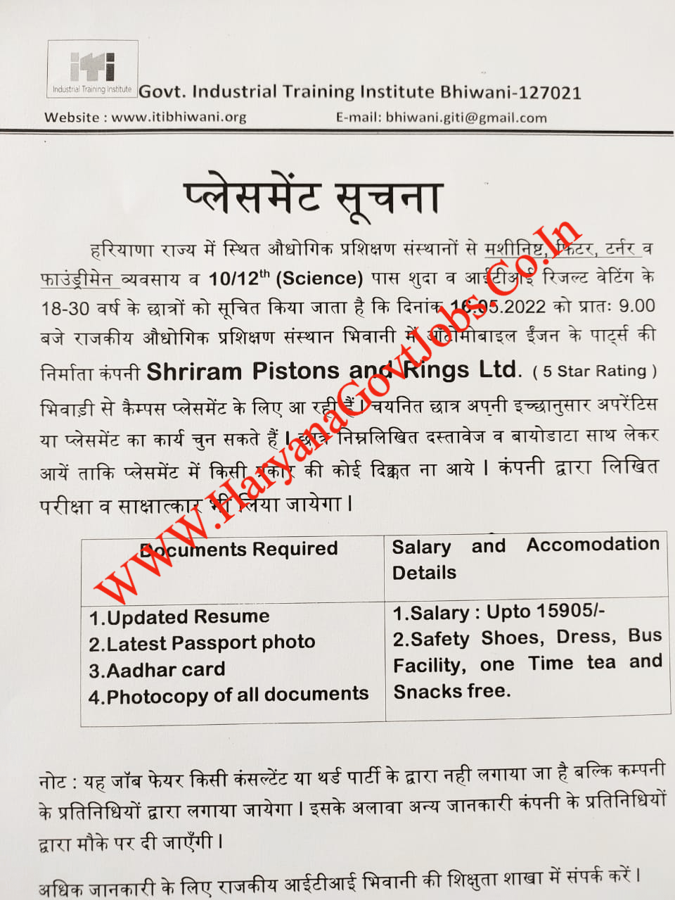 Bhiwani Campus Placement 2022